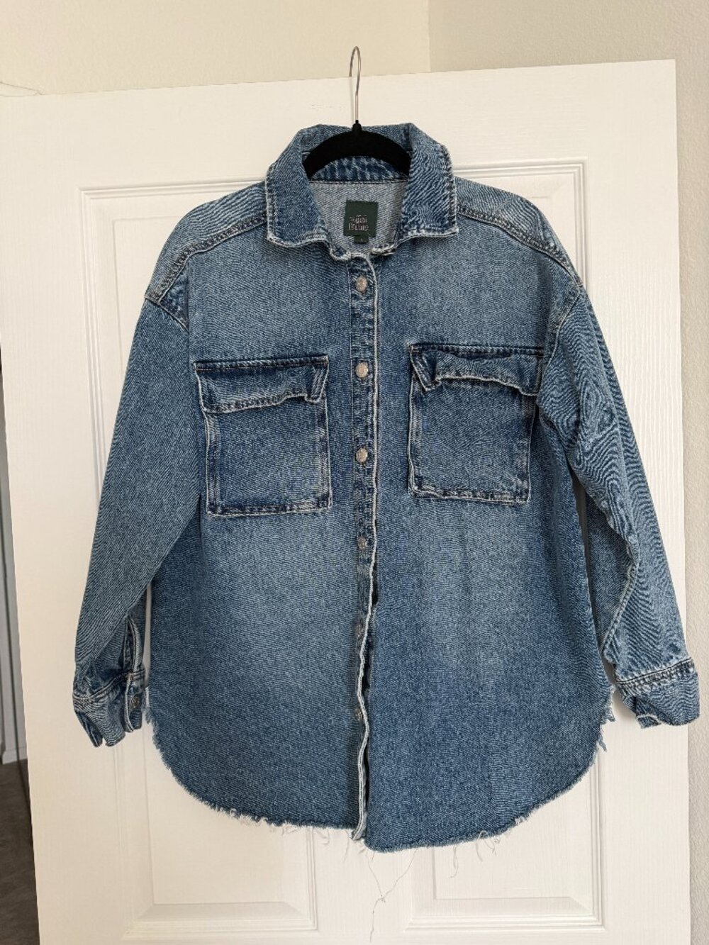Wild Fable Women's Oversized Denim Button-Down Shirt Jacket (Shacket)
